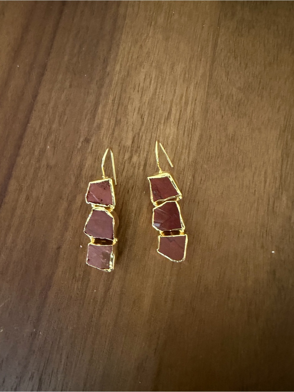 Gold-Tone Red Stone Drop Earrings - Women Jewelry